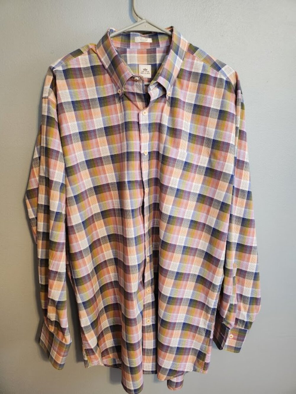 Peter Millar Plaid 100% Cotton Button Down Size XL